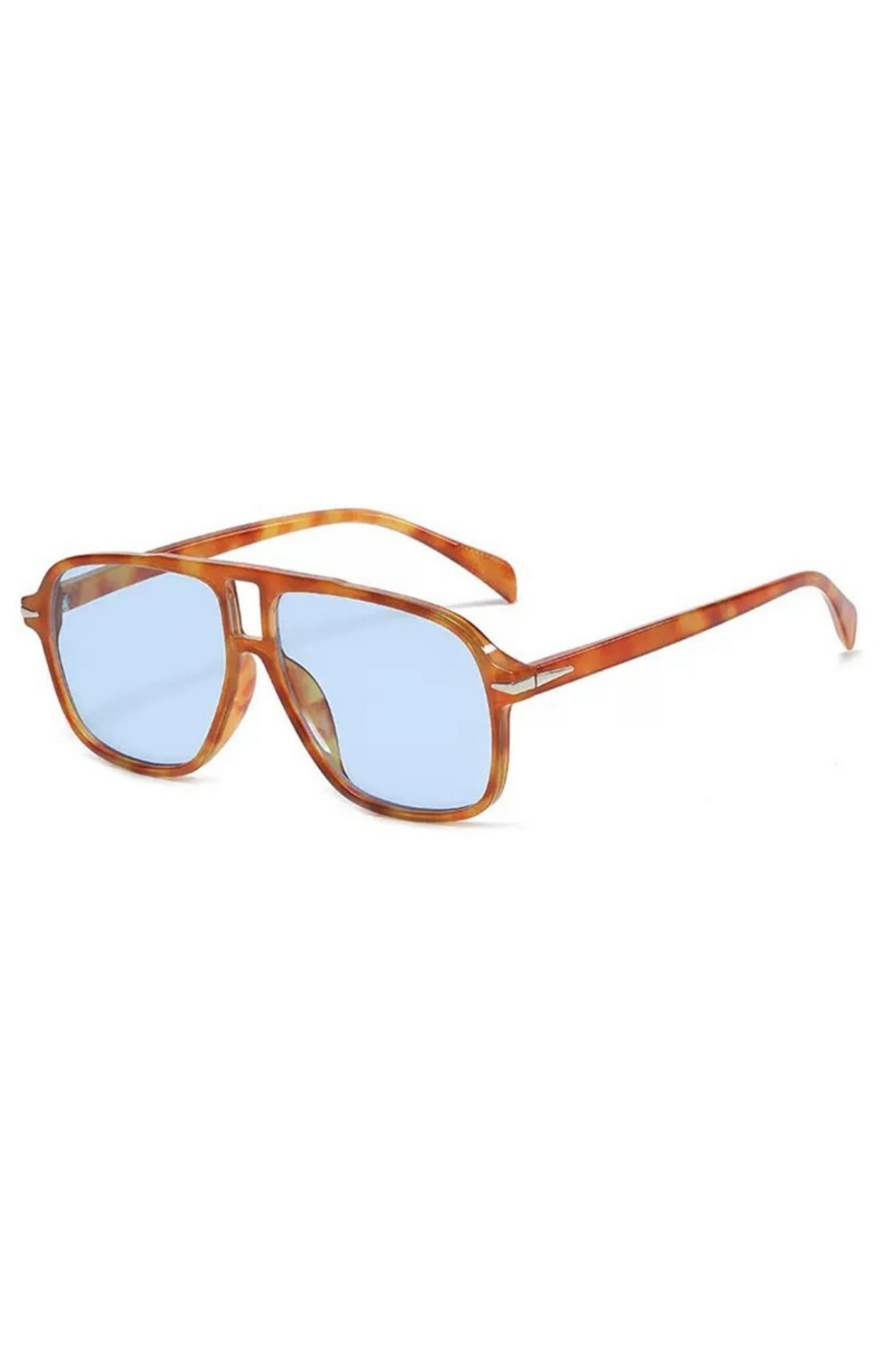 Orange tort aviator sunglasses with UV protection and stylish orange lenses.