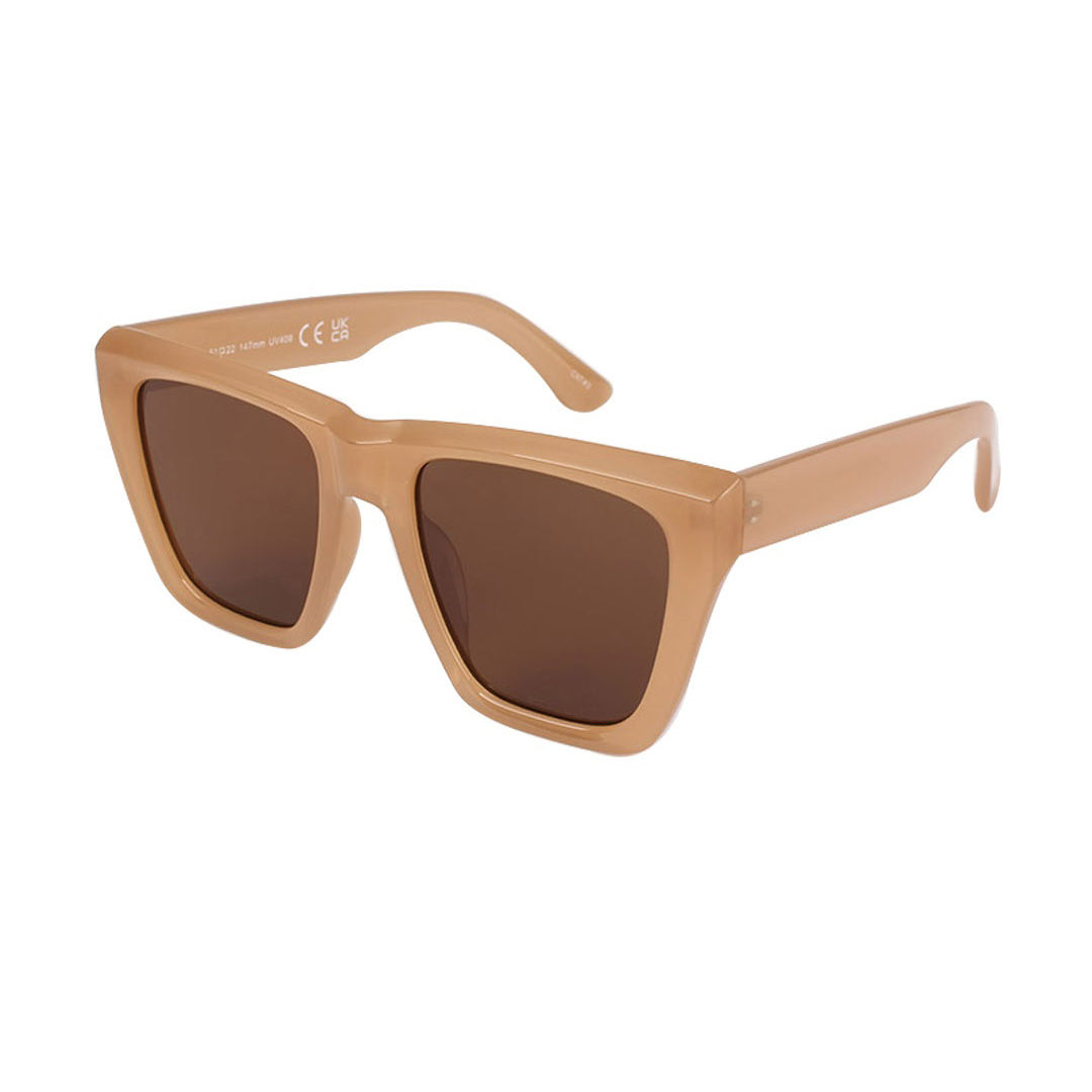 Close-up of ARIA cat eye sunglasses with a sleek, polished frame offering full UV protection.