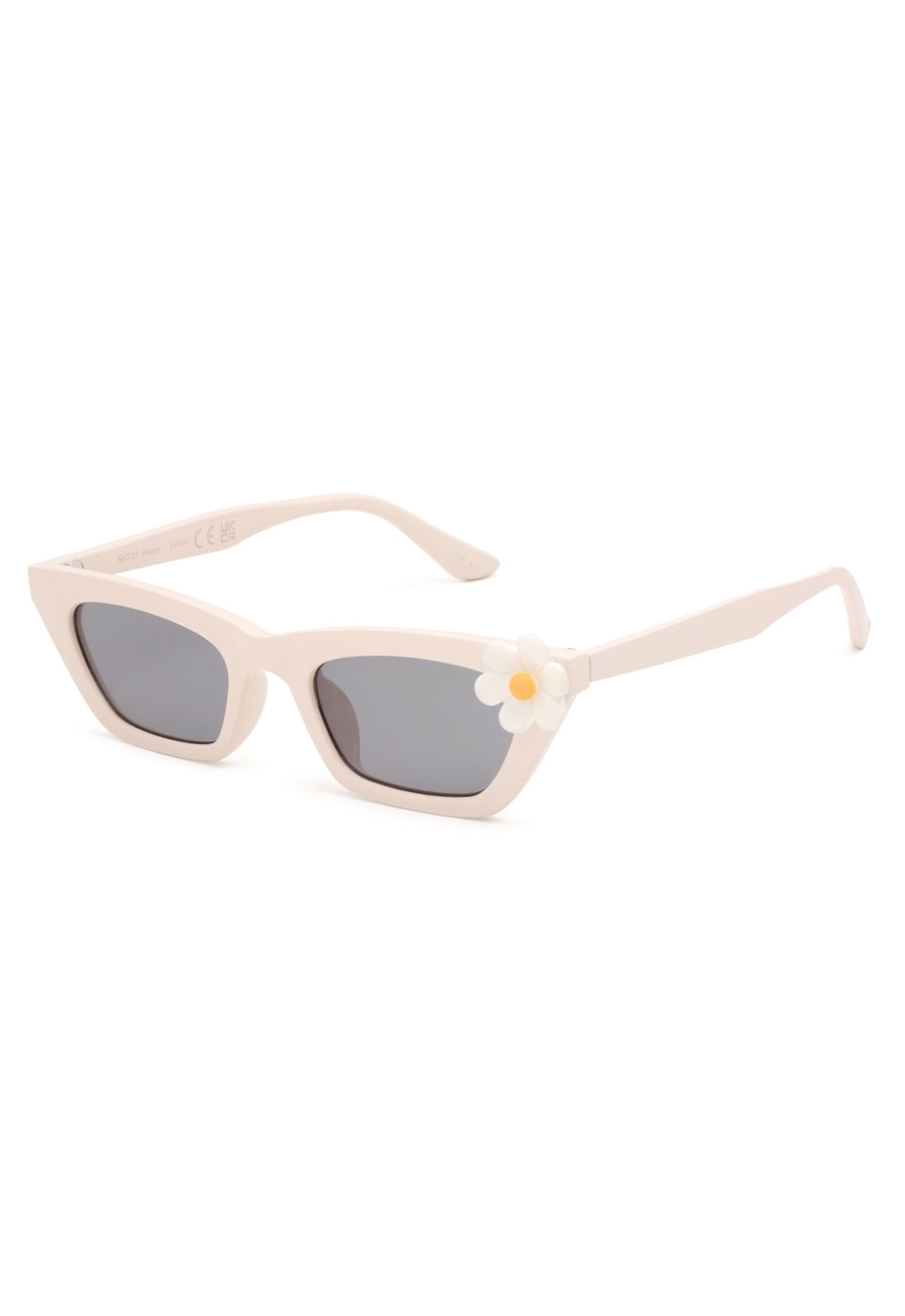 Beige sunglasses with a small flower detail