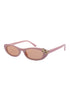 Pink sunglasses with a decorative gold  bow 