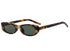 A slim, minimal frame Sunglasses with tortoiseshell frame and dark lenses 