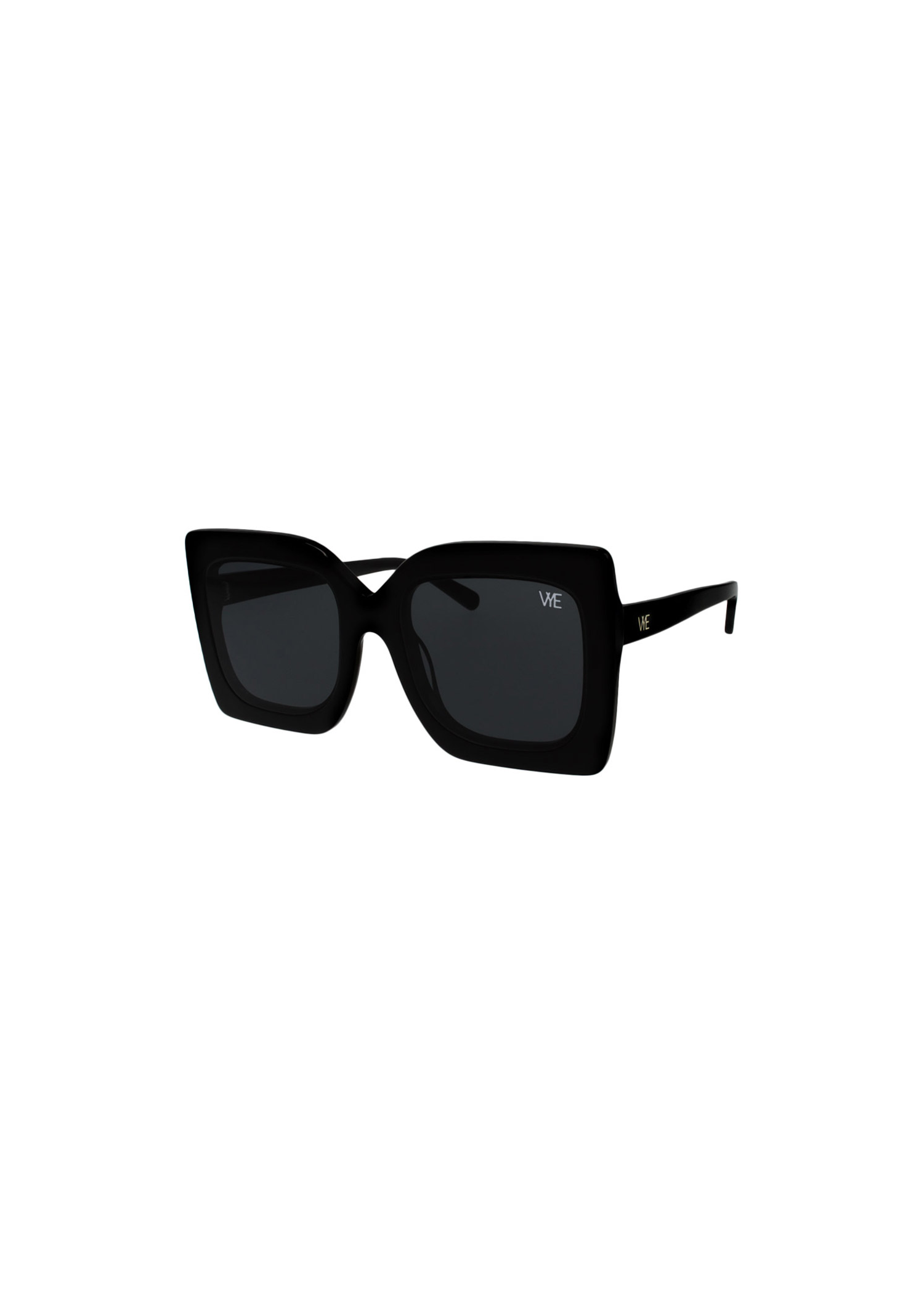 DISCRETION oversized sunglasses in shiny black acetate with solid smoke lenses providing full UV protection