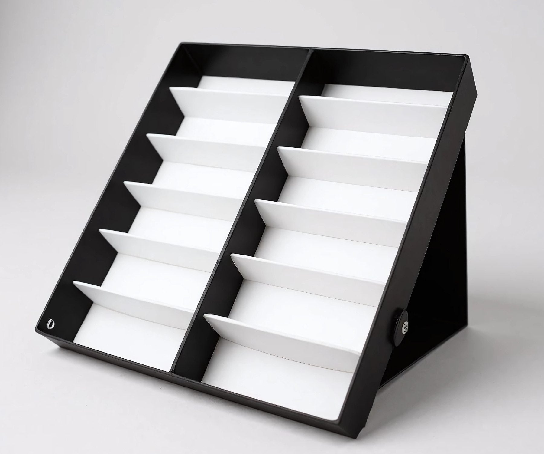 Fashionable sunglasses organizer with 12 compartments