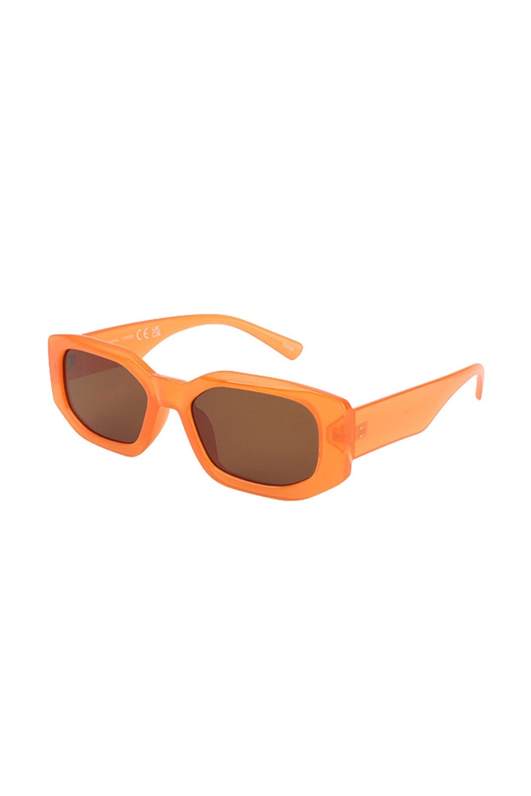 EVIE square orange sunglasses with UV protection, made from durable polycarbonate for a fun, bold summer look.