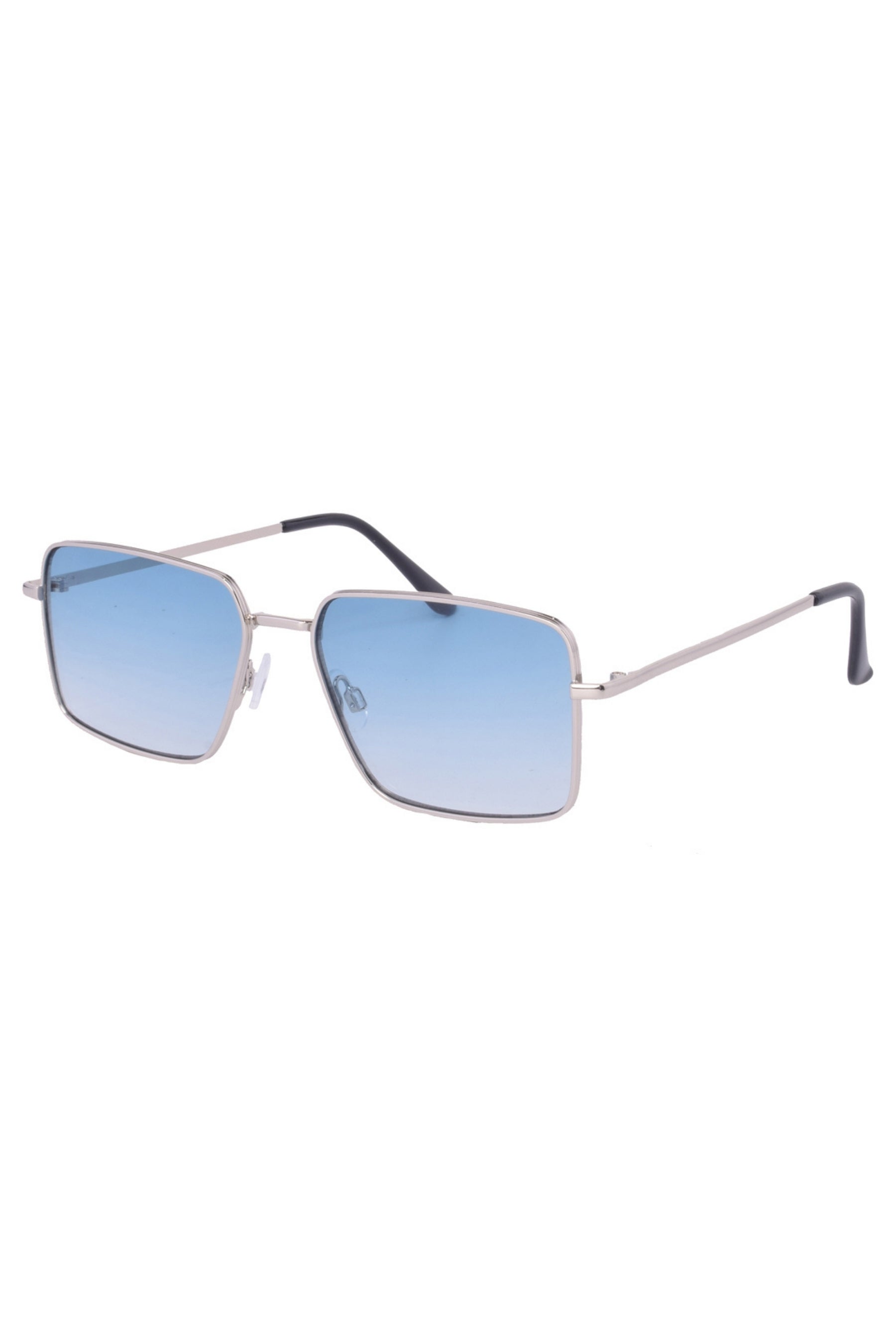 Sunglasses with blue gradient lenses and thin metal frame 