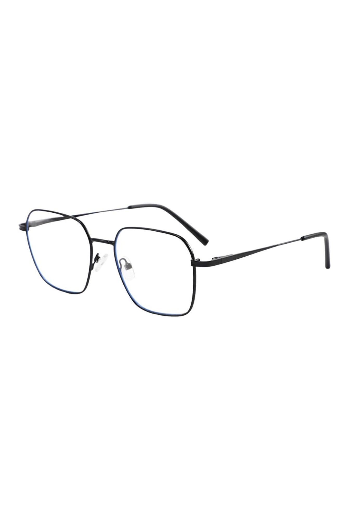 Oversized square frame in clear, blending modern style with functionality.