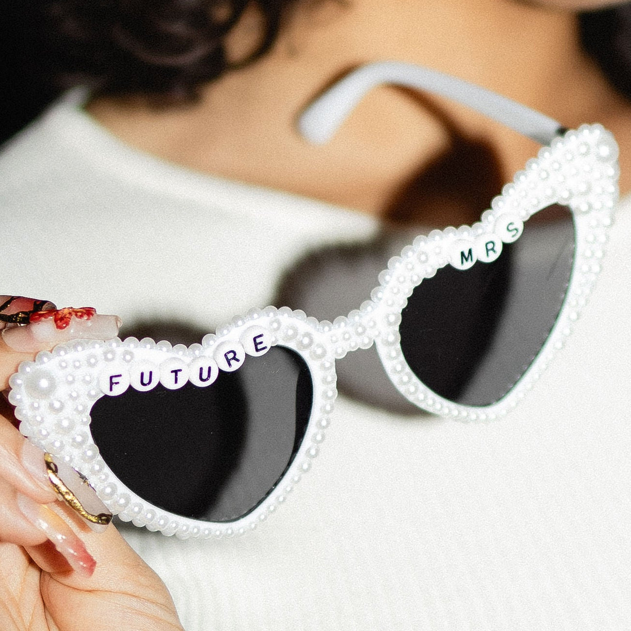  'future Mrs ' written on the side in pearl-like embellishments.