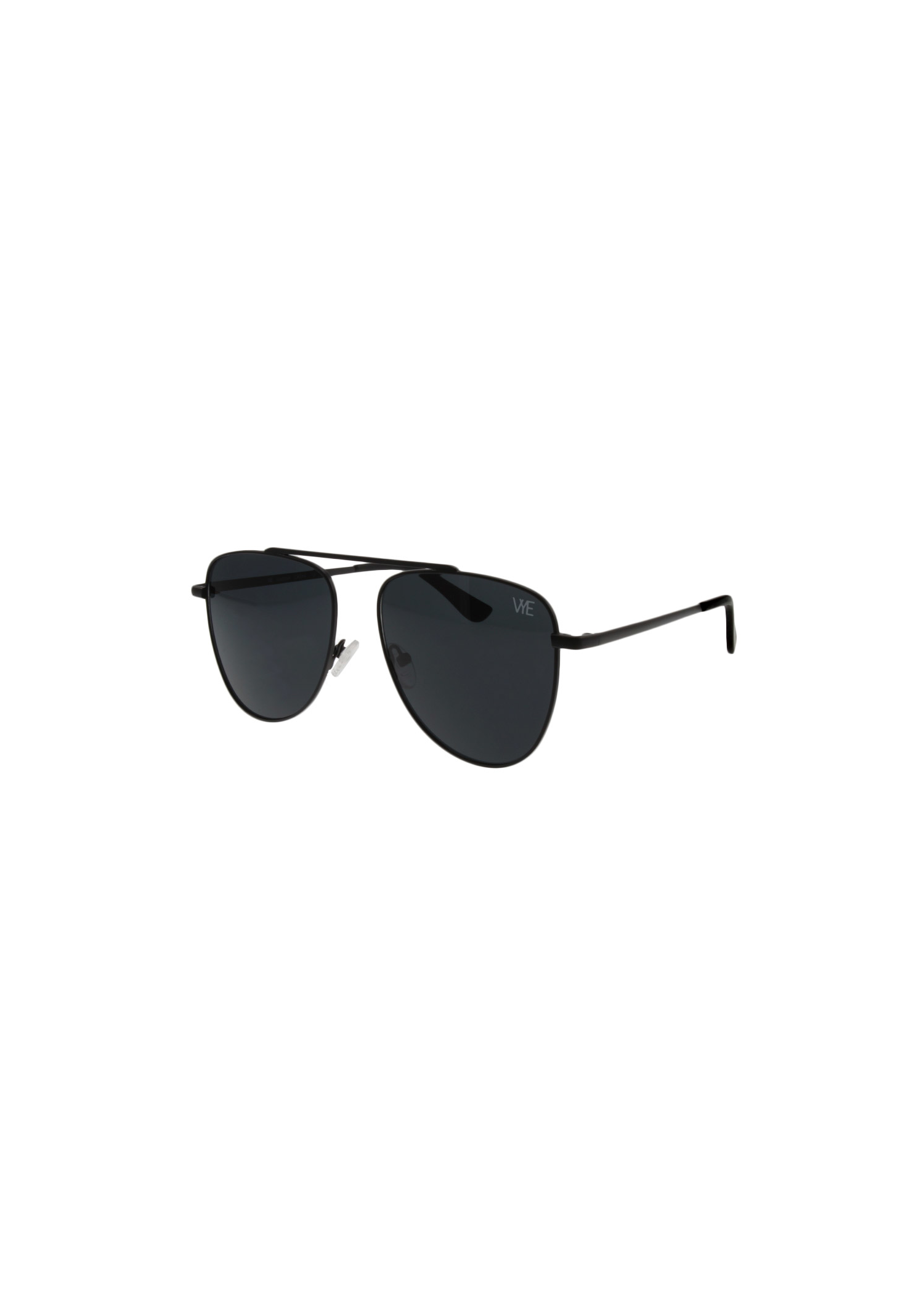 INSTINCT sunglasses with solid smoke polarized lenses and matte black stainless steel frame, providing 100% UV protection.