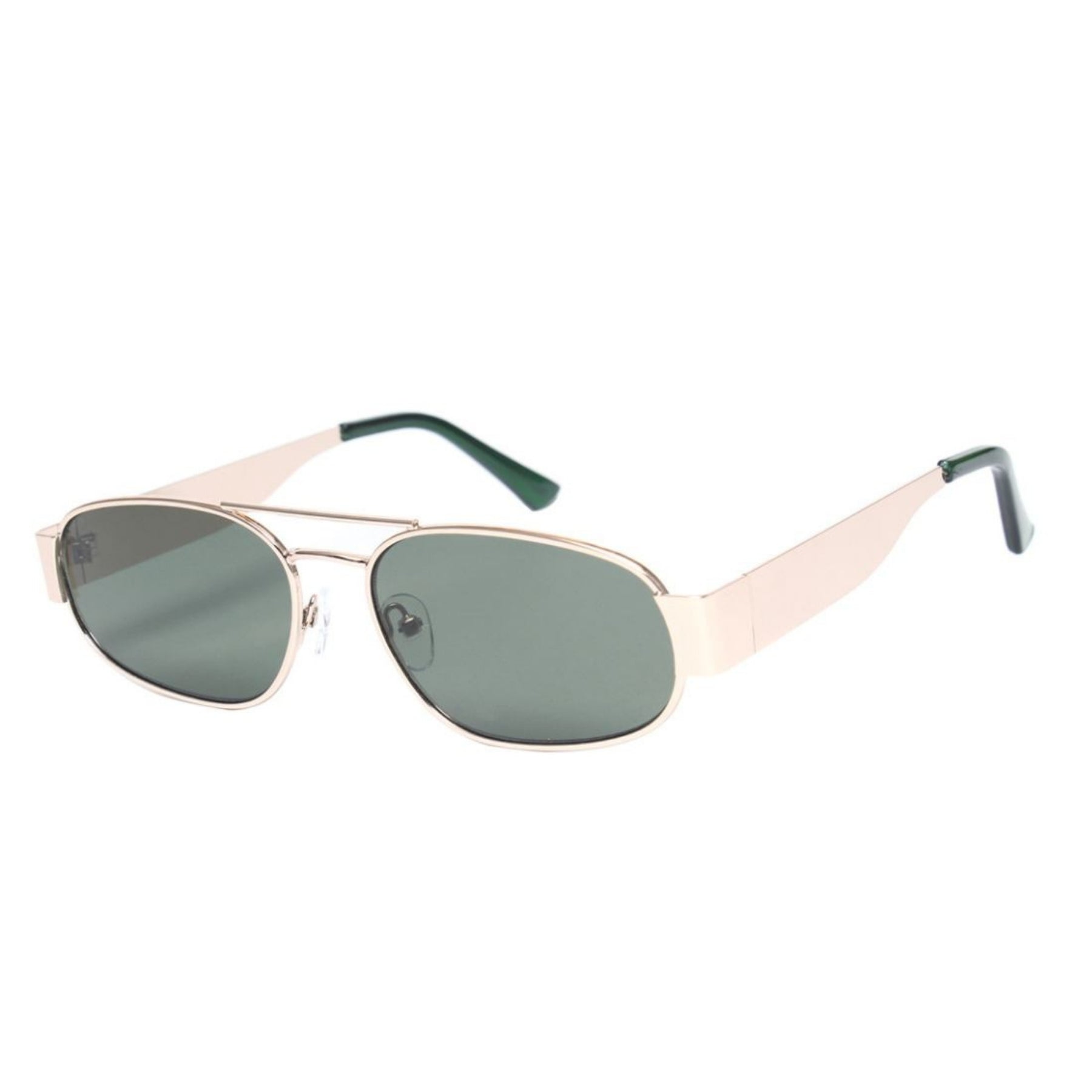 Sunglasses with gold frame and green lenses