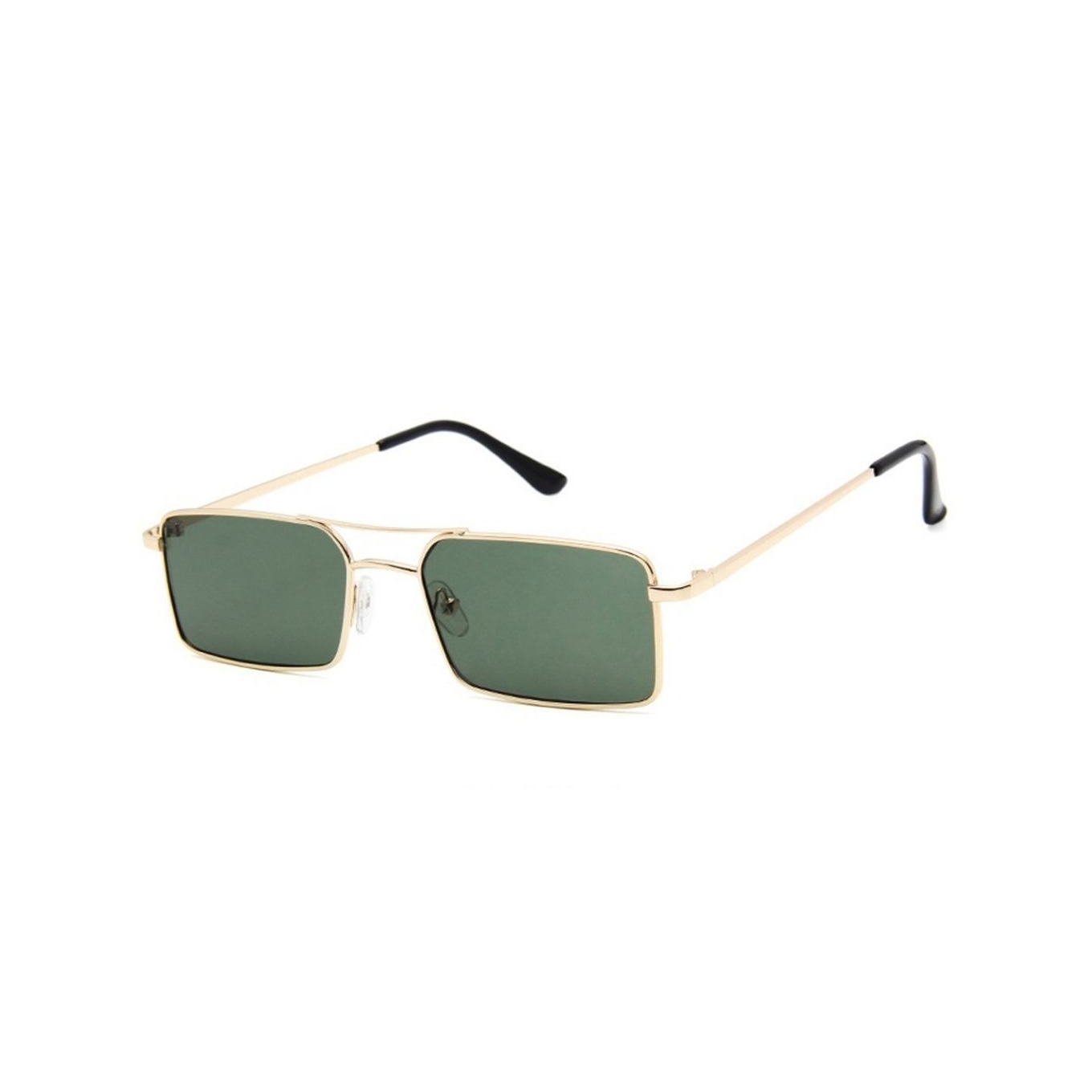 Gold-framed sunglasses with green lenses 