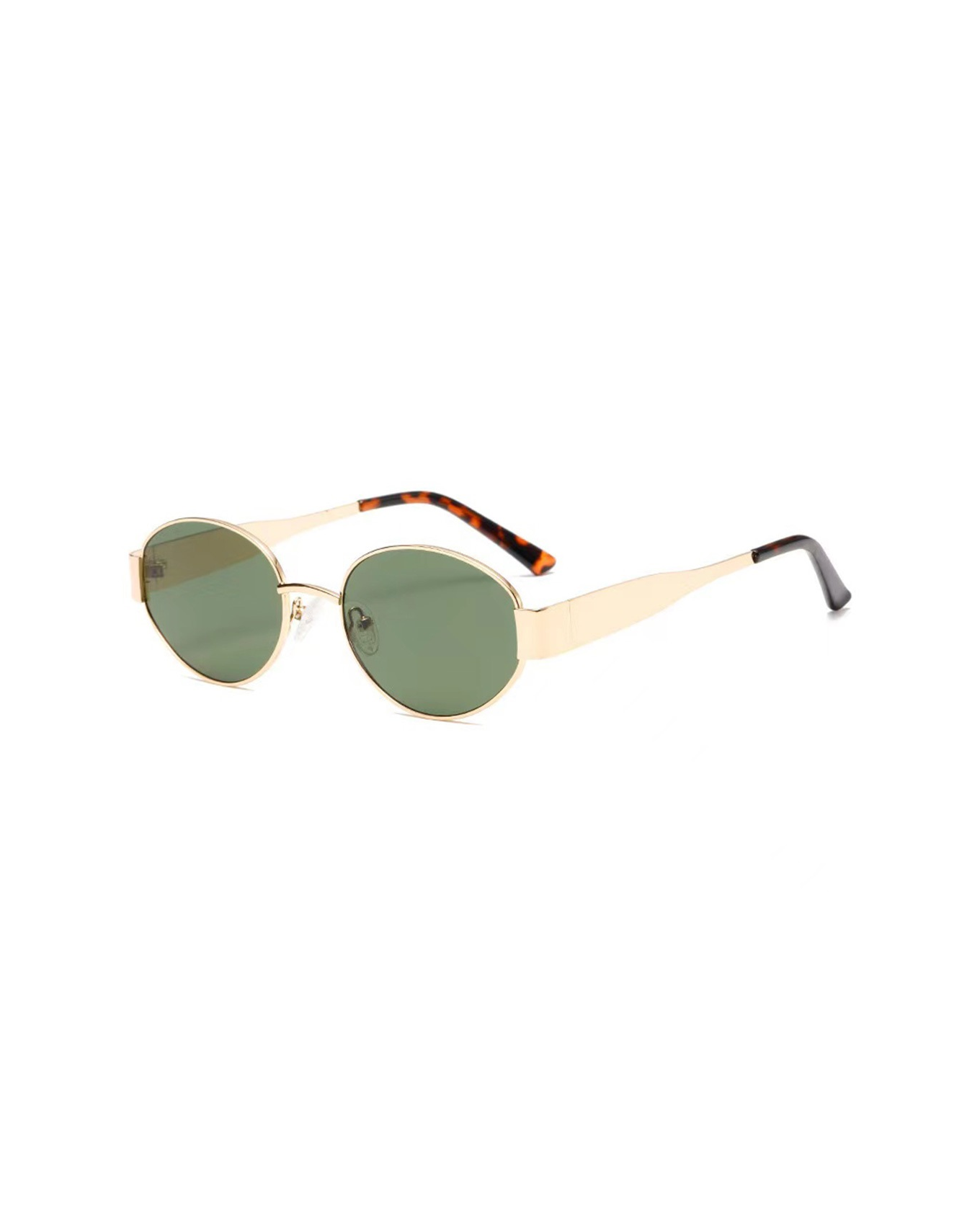 Sunglasses with gold frame and green lenses