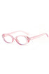 A pair of round frame pink blue light protective eyeglasses