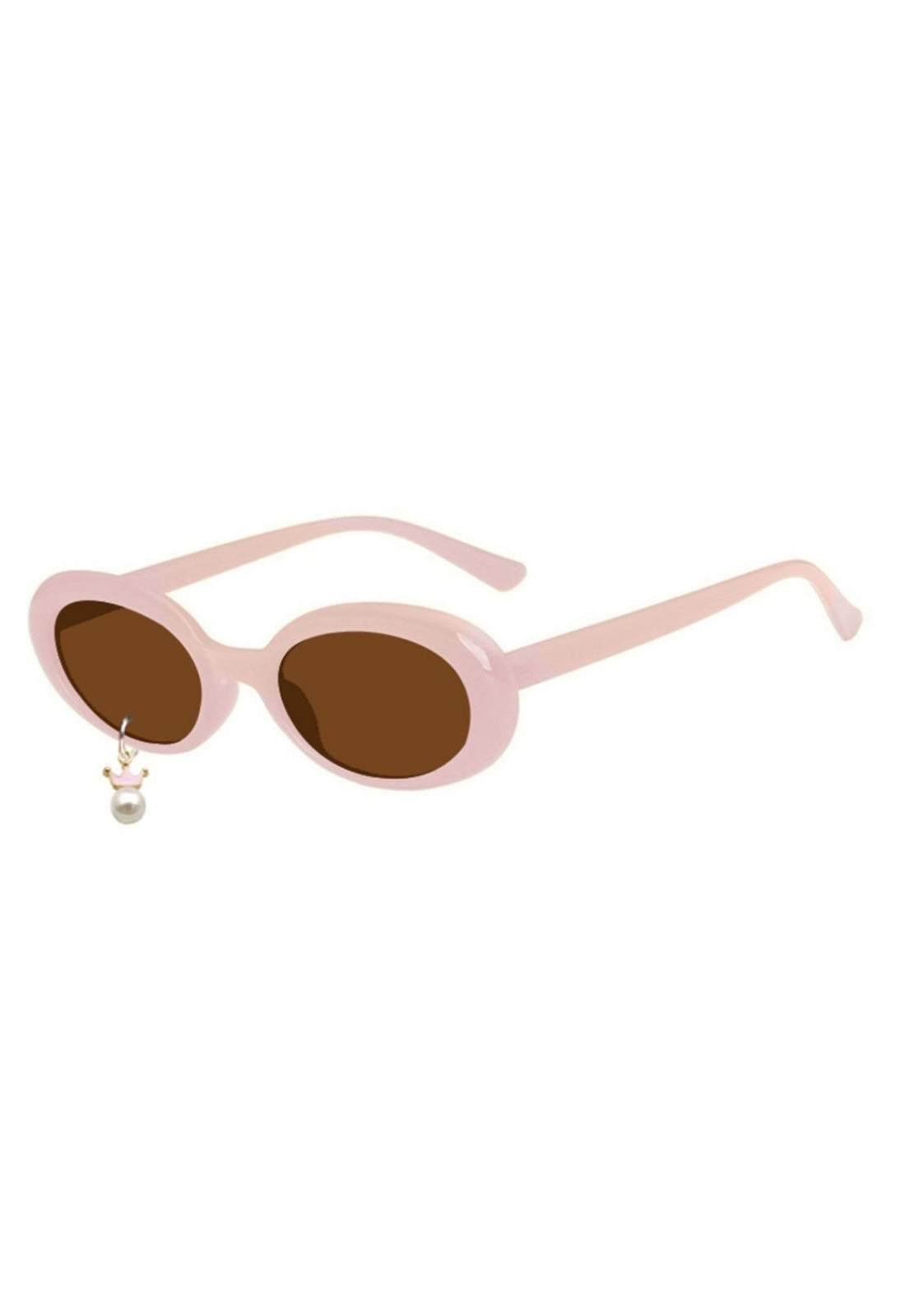 Round pink sunglasses with pearl & crown charm