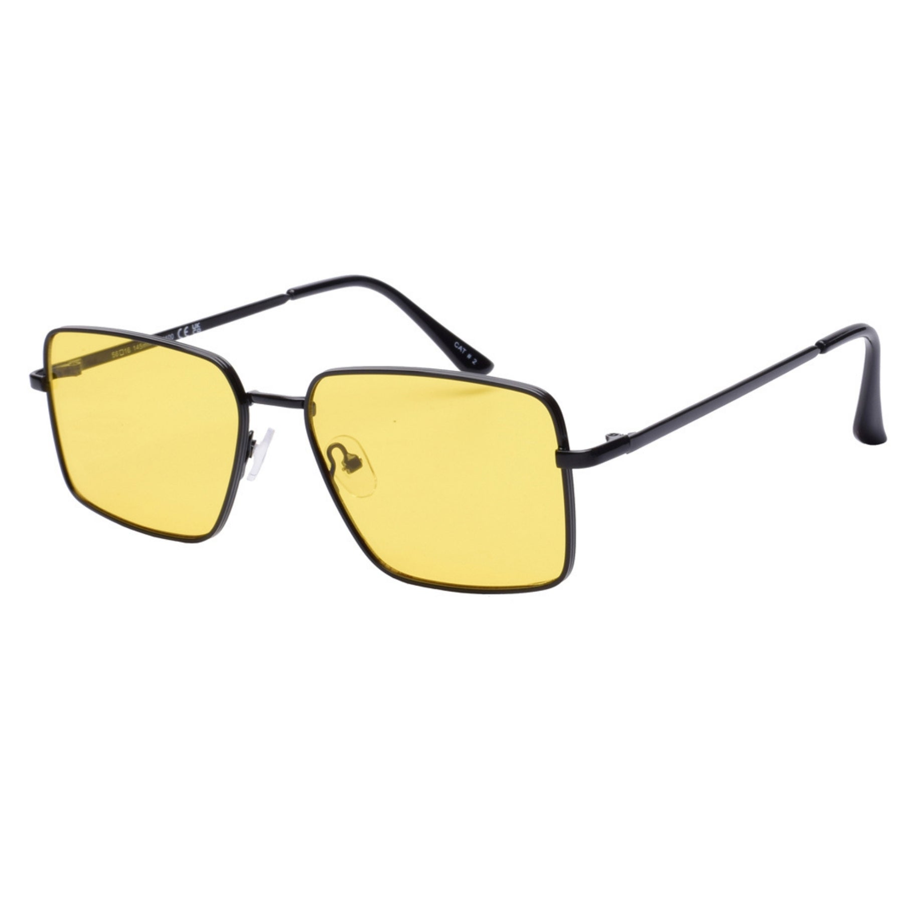 Sunglasses with yellow lenses and black frames 