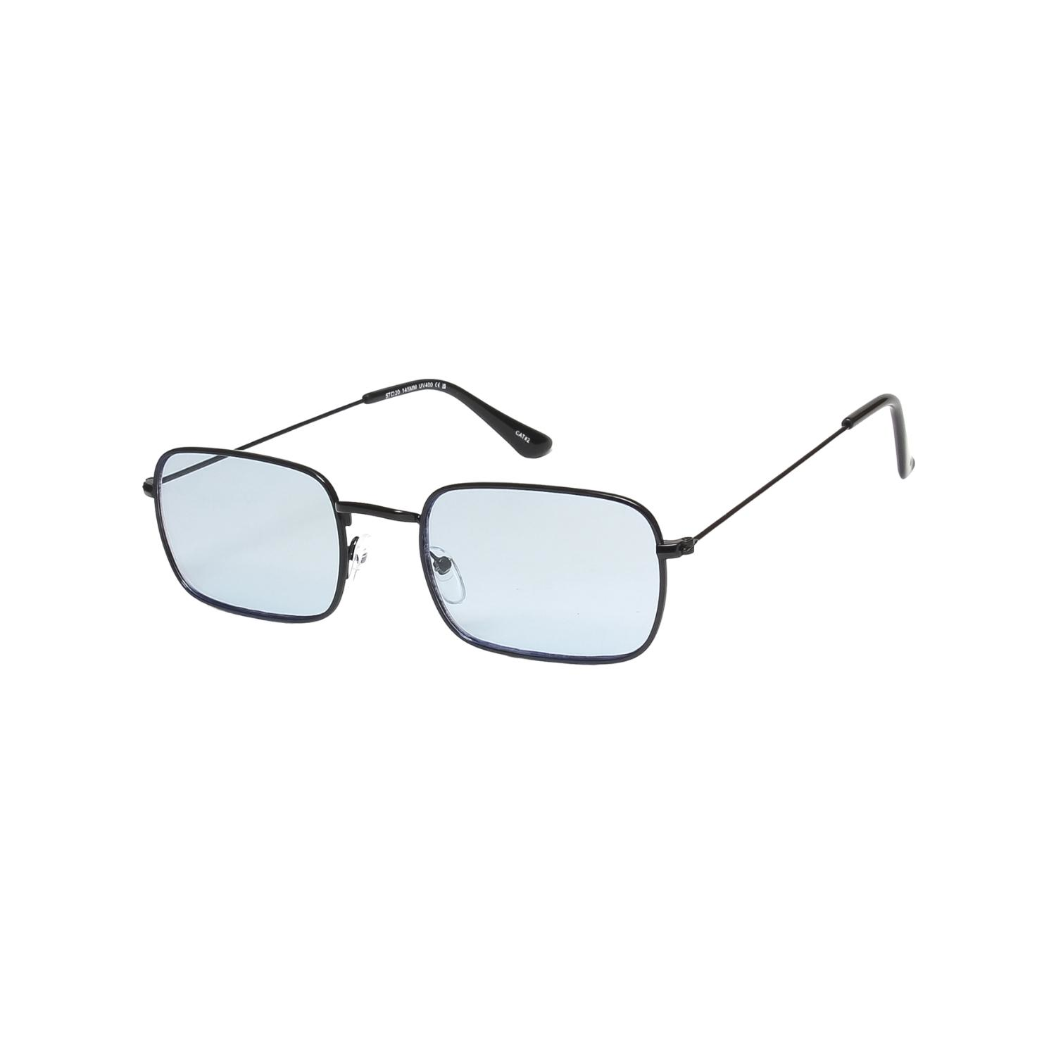 Sunglasses with thin metal frame with blue lenses 