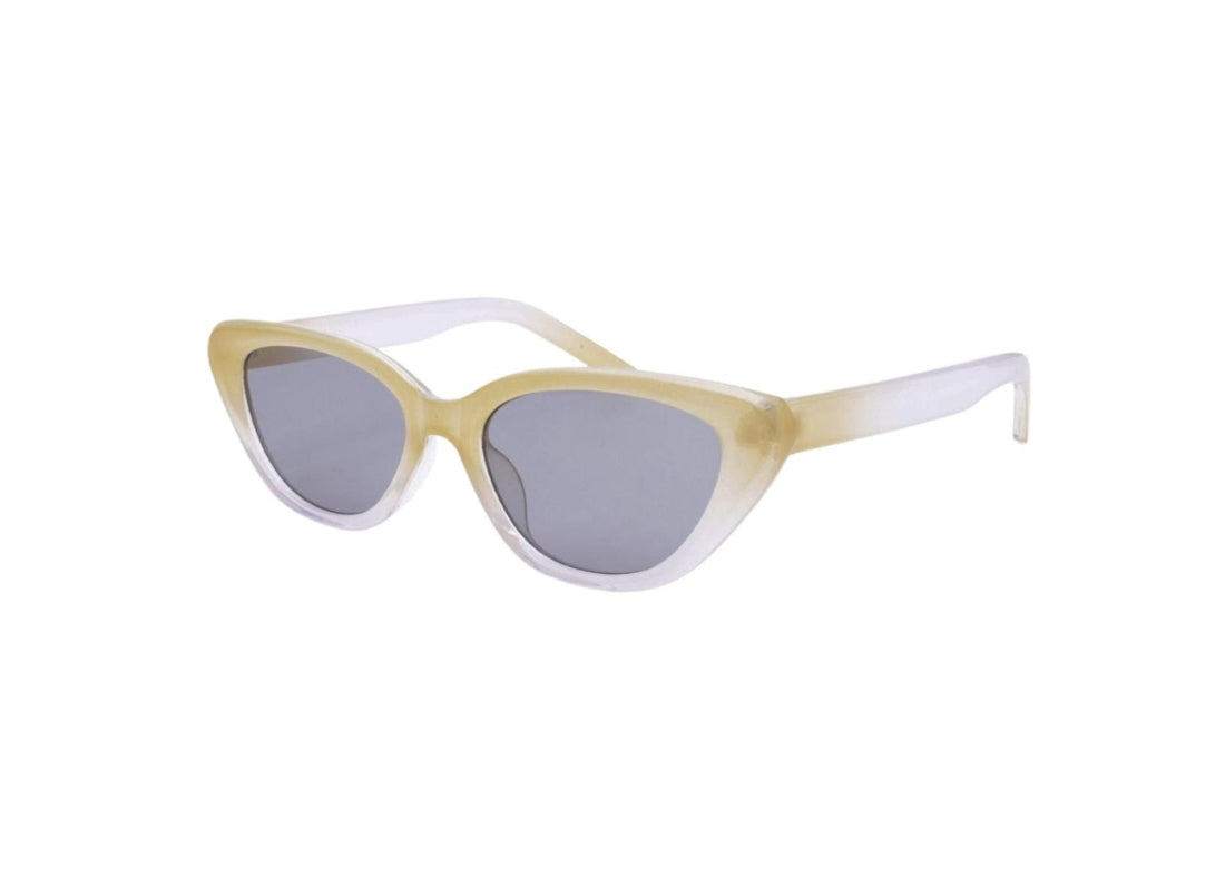 Sunglasses with a gold frame and white 