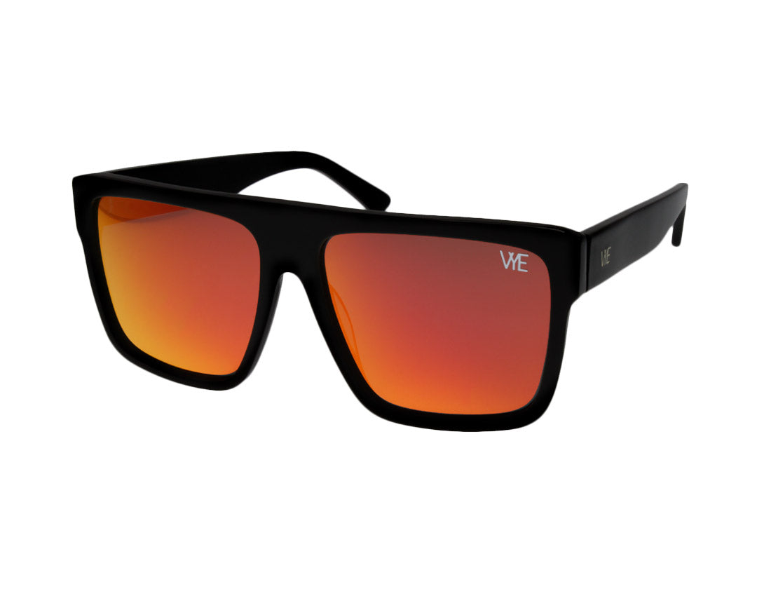 THERMAL oversized sunglasses with solid smoke lenses and shiny black acetate frame, full UV protection