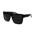 Thermal oversized sunglasses with shiny black acetate frame and smoke polarized lenses