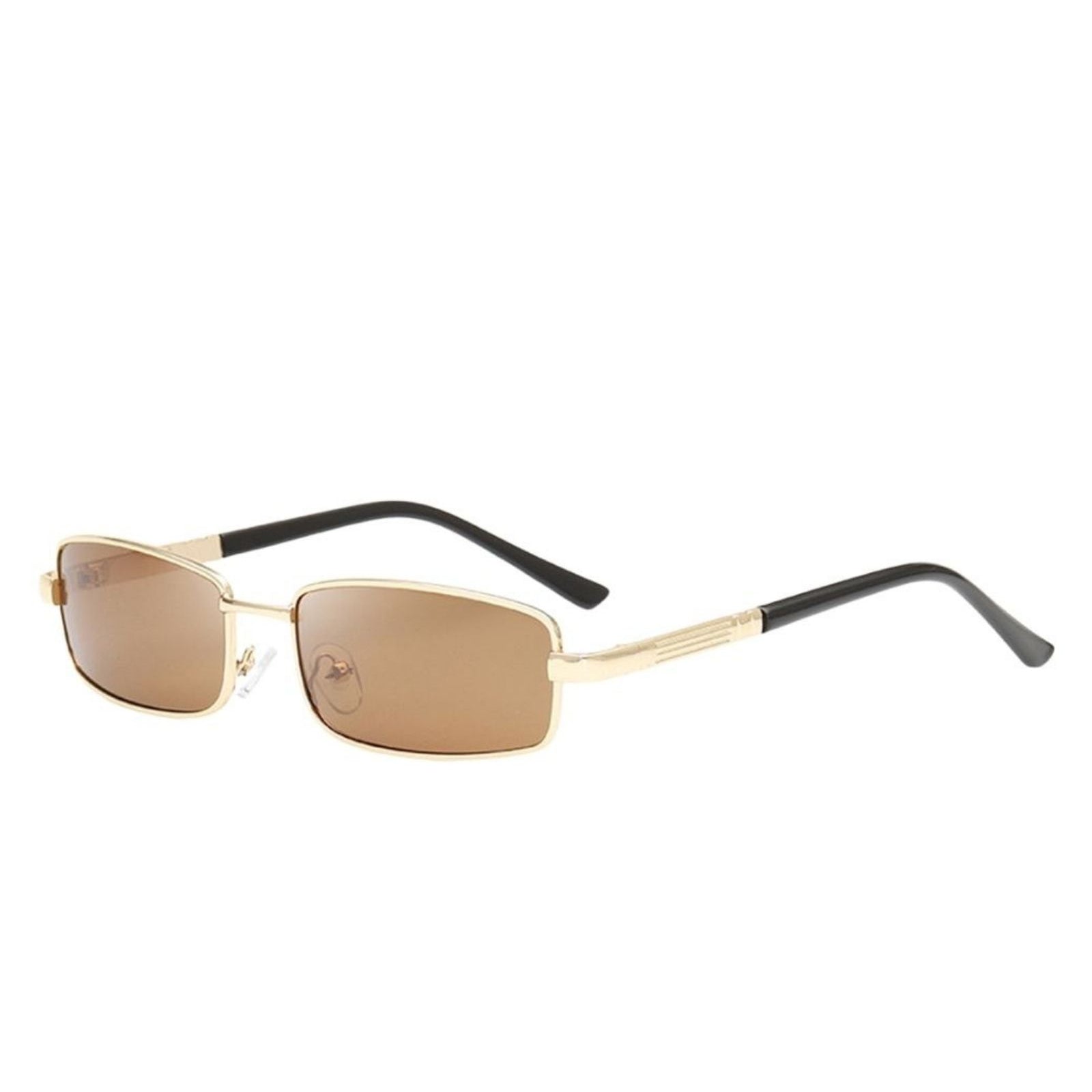 Stylish square sunglasses with copper and polycarbonate frame featuring full UV protection