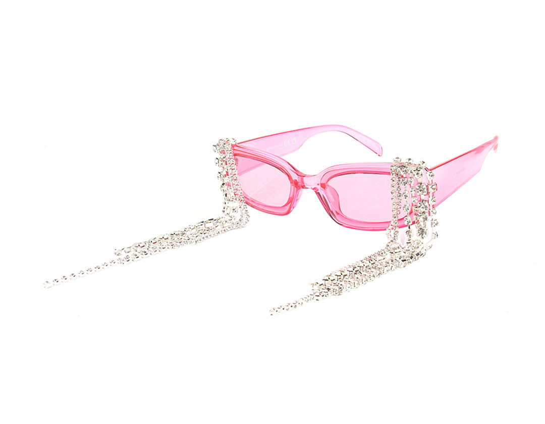 Pink sunglasses with rhinestone for festival season or a night out