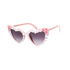 Heart-shaped sunglasses with pink frame, pearl details, and floral accents 