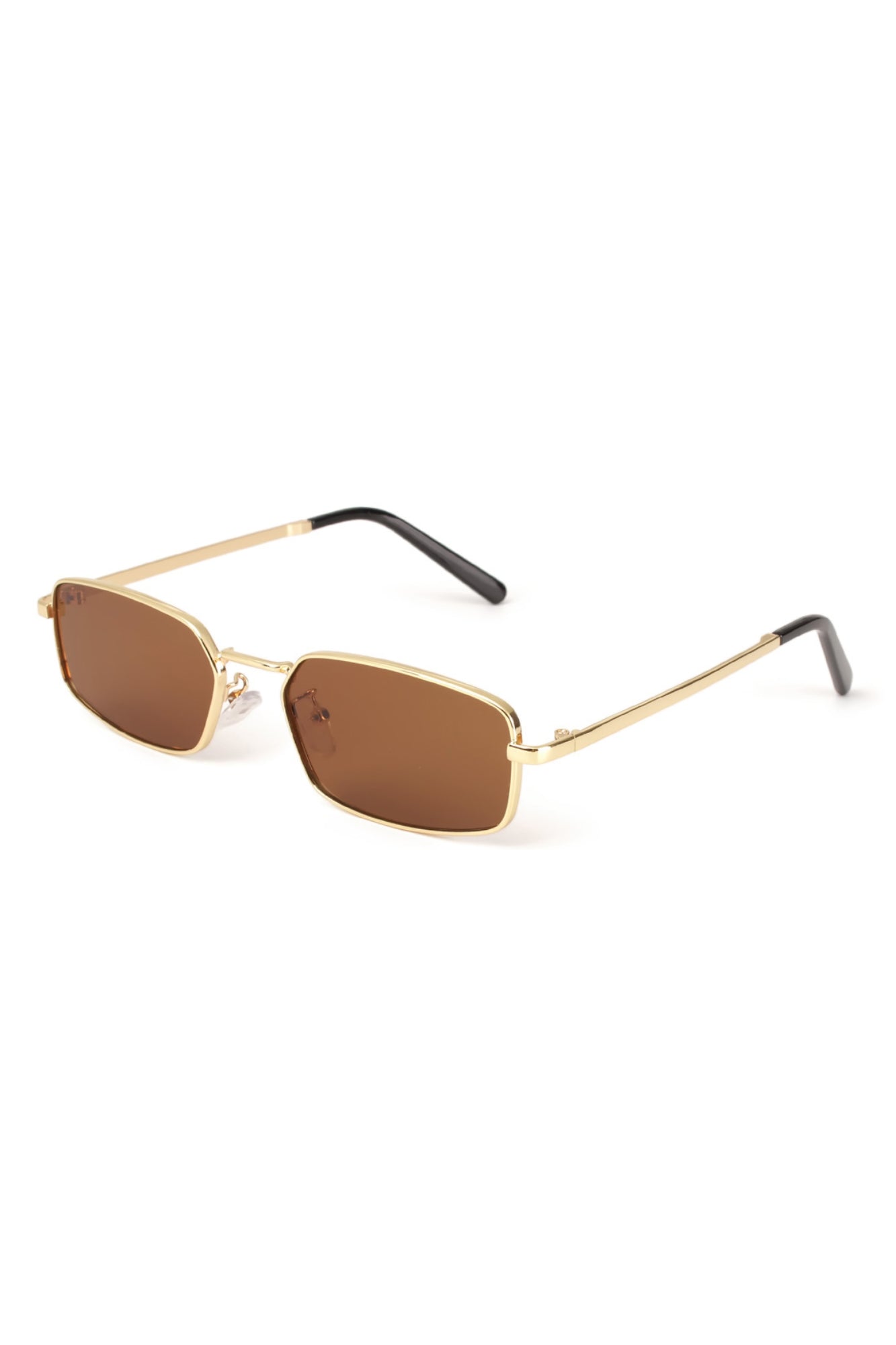 Gold-framed sunglasses with brown lenses